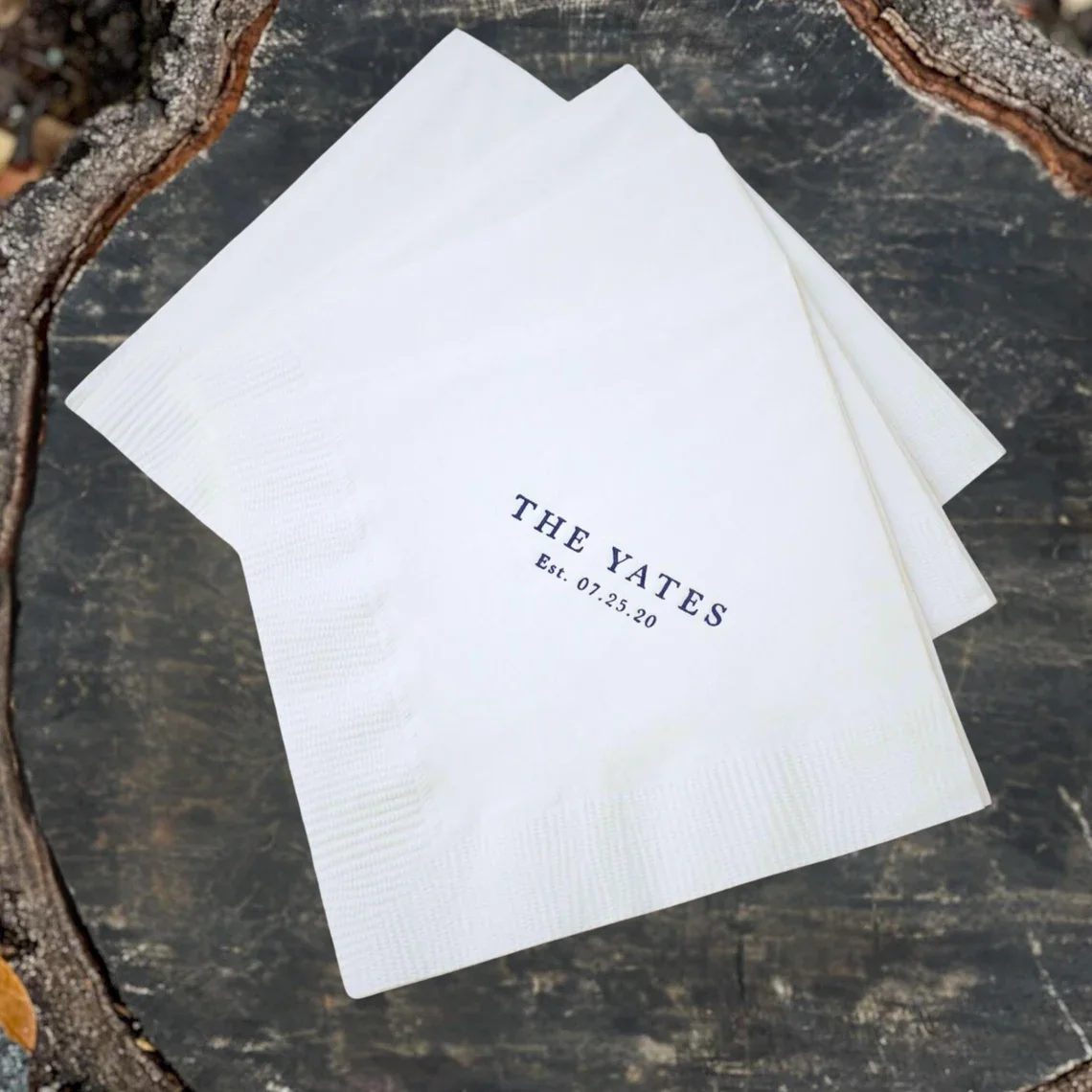 

50pcs Personalized Napkins, Custom Napkins, Cocktail Wedding Napkin bar, custom Cocktail Beverage Anniversary Party Monogram Lun