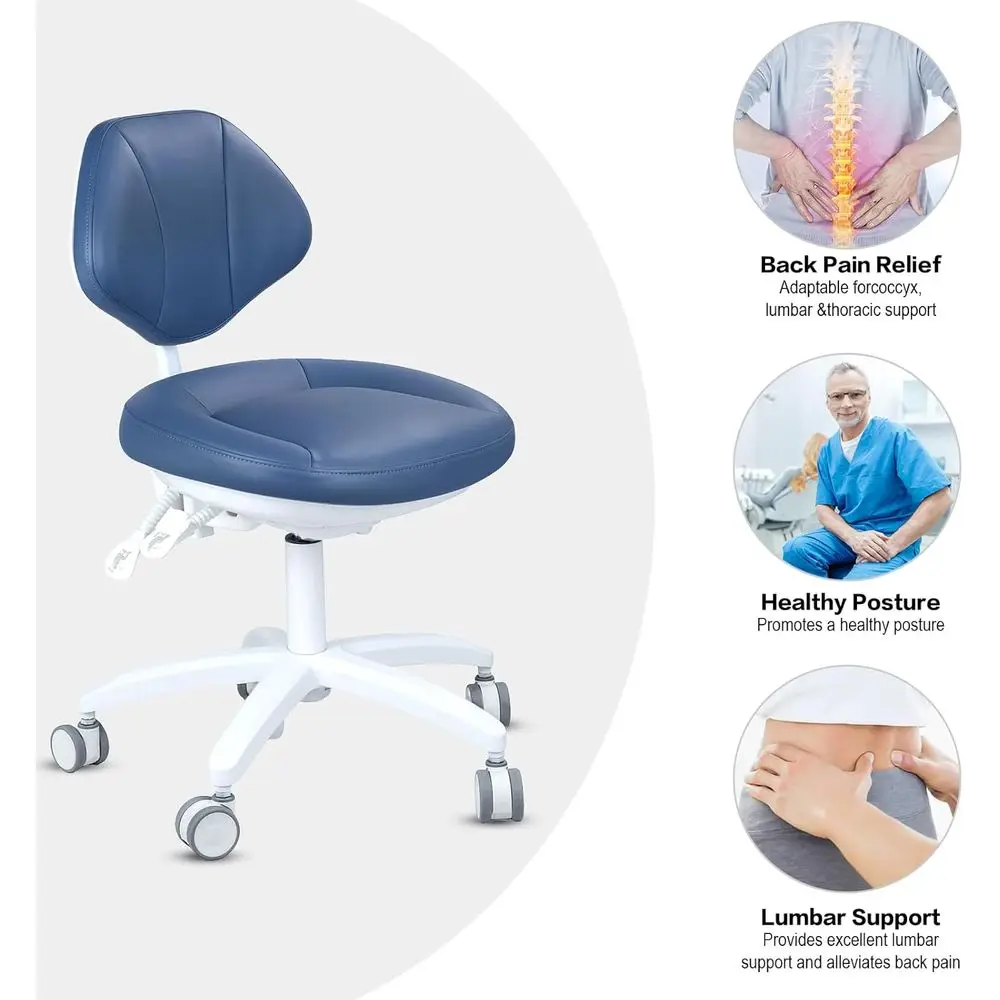 Cadeira dentária de couro de microfibra ajustável com suporte traseiro para médicos