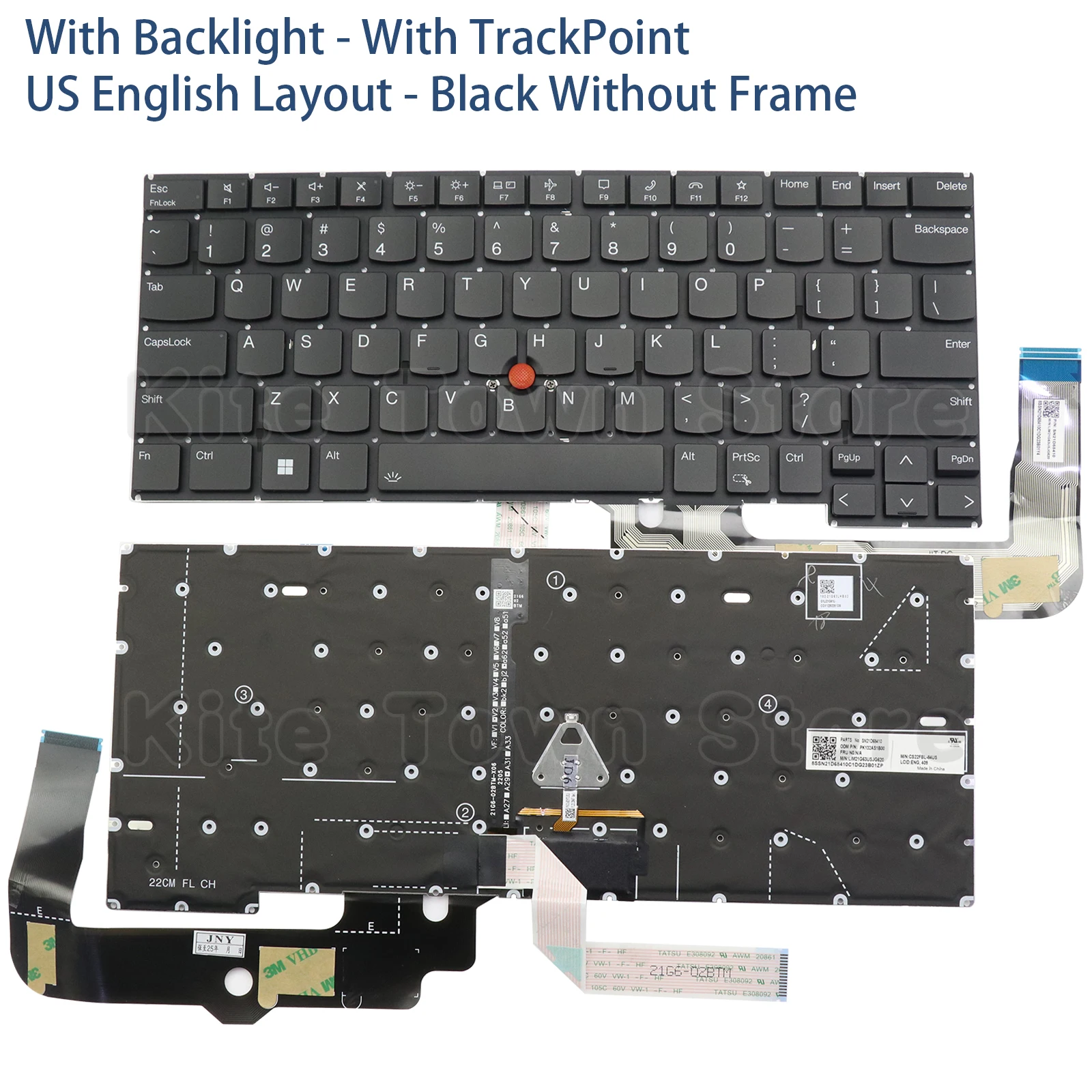 New US Layout Laptop Keyboard for Lenovo Thinkpad T14s Gen3 T14s Gen4 E14 Gen5 Backlit Black Without Frame With TrackPoint