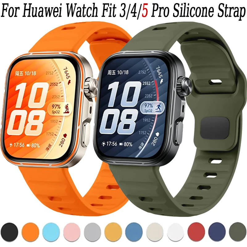 Weiches Silikonarmband für Huawei Watch Fit 5/4/3, atmungsaktives, bequemes Armband für Huawei Watch Fit 4/5 Pro, verstellbares Armband