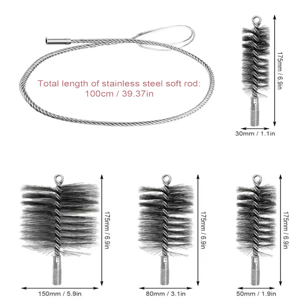 Brushes Sizes 150 Mm Chimney Sweep Set Comprehensive Maintenance Solution Effective Soot Removal For Chimney Pipes