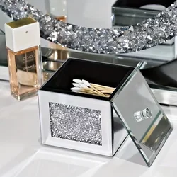 1 piece European mirror glass dustproof toothpick box with lid, dental floss box, cotton swab box, jewelry, hairpin