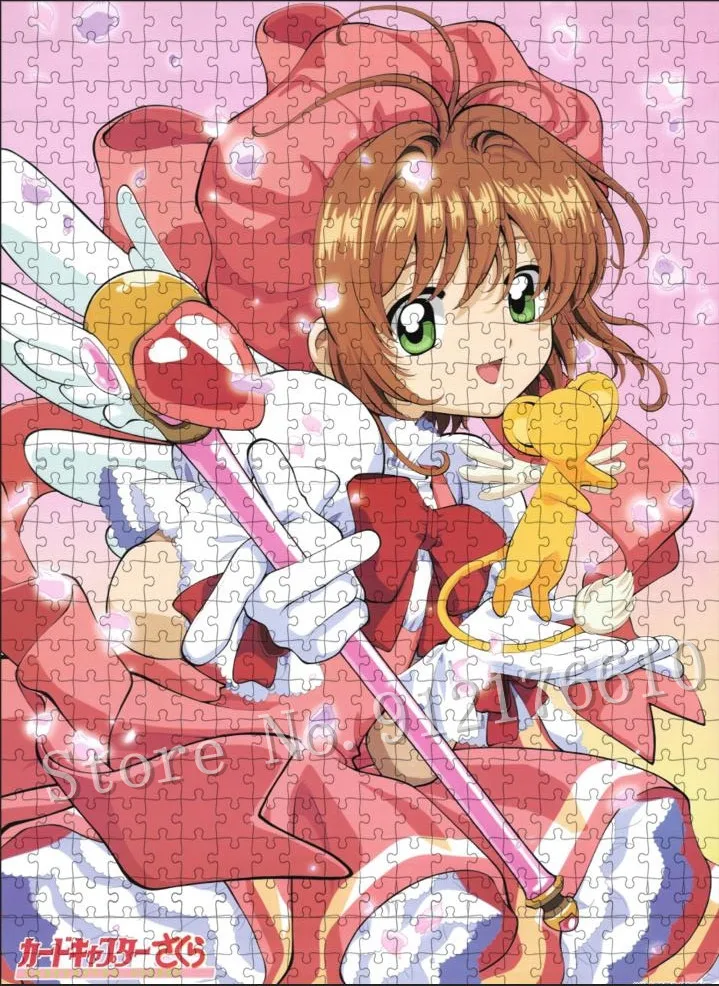 Modne puzzle Cardcaptor Sakura Cartoon Anime Cerberus Puzzle drewniane dla dorosłych zabawki edukacyjne dla dzieci prezenty