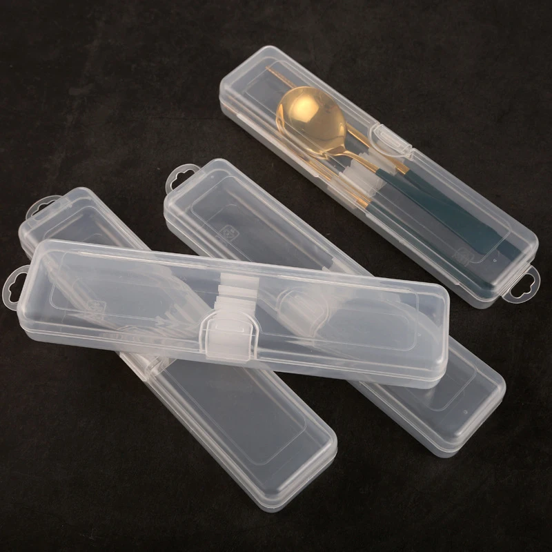 Transparent Flip Portable Tableware Storage Box For Cutlery Kit Travel Tableware Case Packaging Chopsticks Spoon Storage Box