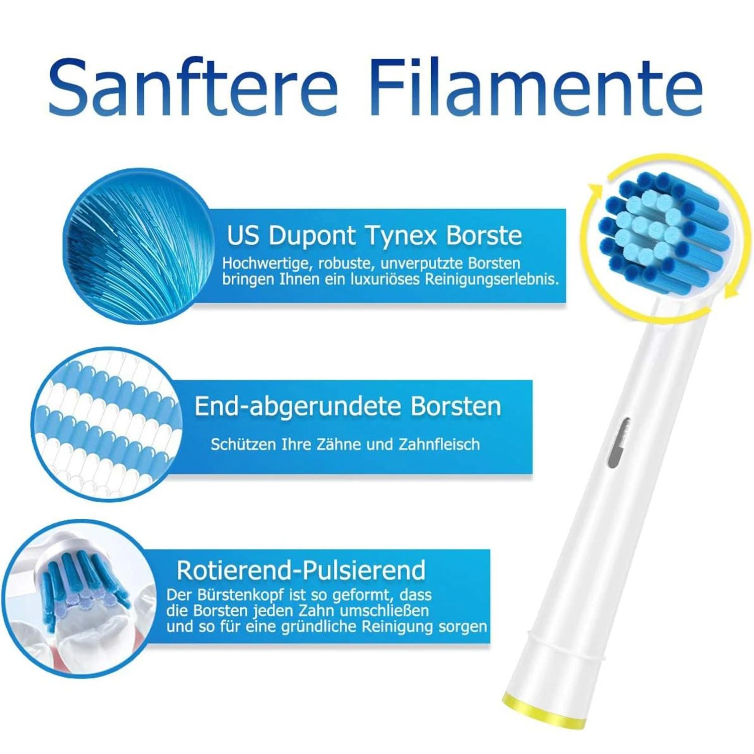 Electric Toothbrush Sensitive Replacement Head for Oral B Generic Tooth Brush Heads with Dupont Bristles Gentle Whitening Action