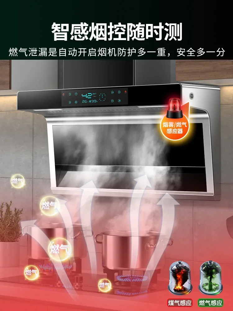 220V HP Goodwife Range Hood 7 Shape Kitchen Strong Suction Top Side Dual Ventilation DC