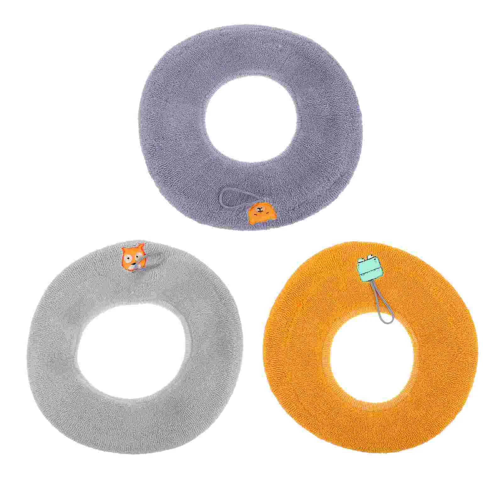 

3 Pcs Toilet Mat Warm Cushion Skin-friendly Seat Pad Cover Bathroom Easy Disassemble Polyester with Good Flexibility Supple