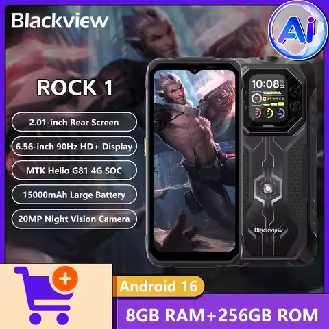 Blackview ROCK 1 AI Rugged Phone 2.01-inch Rear Sc...