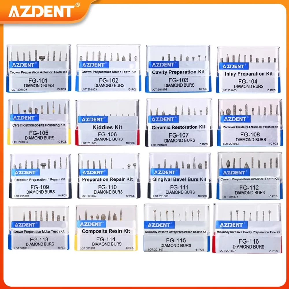 Dental Diamond Burs FG Drill AZDENT Plishers for High Speed Handpiece Polishing Dentistry Tools