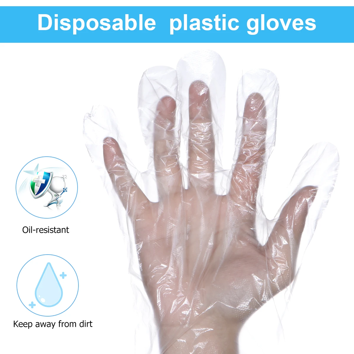 

500pcs Disposable Gloves Plastic Dishwashing Extra Length Daily Use Housework Beauty White Protective Gloves Food Cleaning Pet