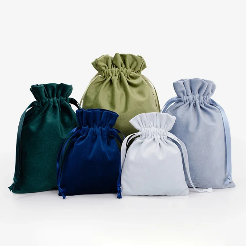 Velvet Cloth Drawstring Bag Reusable Dustproof Jewelry Makeup Storage Pouch Gift Bag for Candy Party Favor Christmas Gift