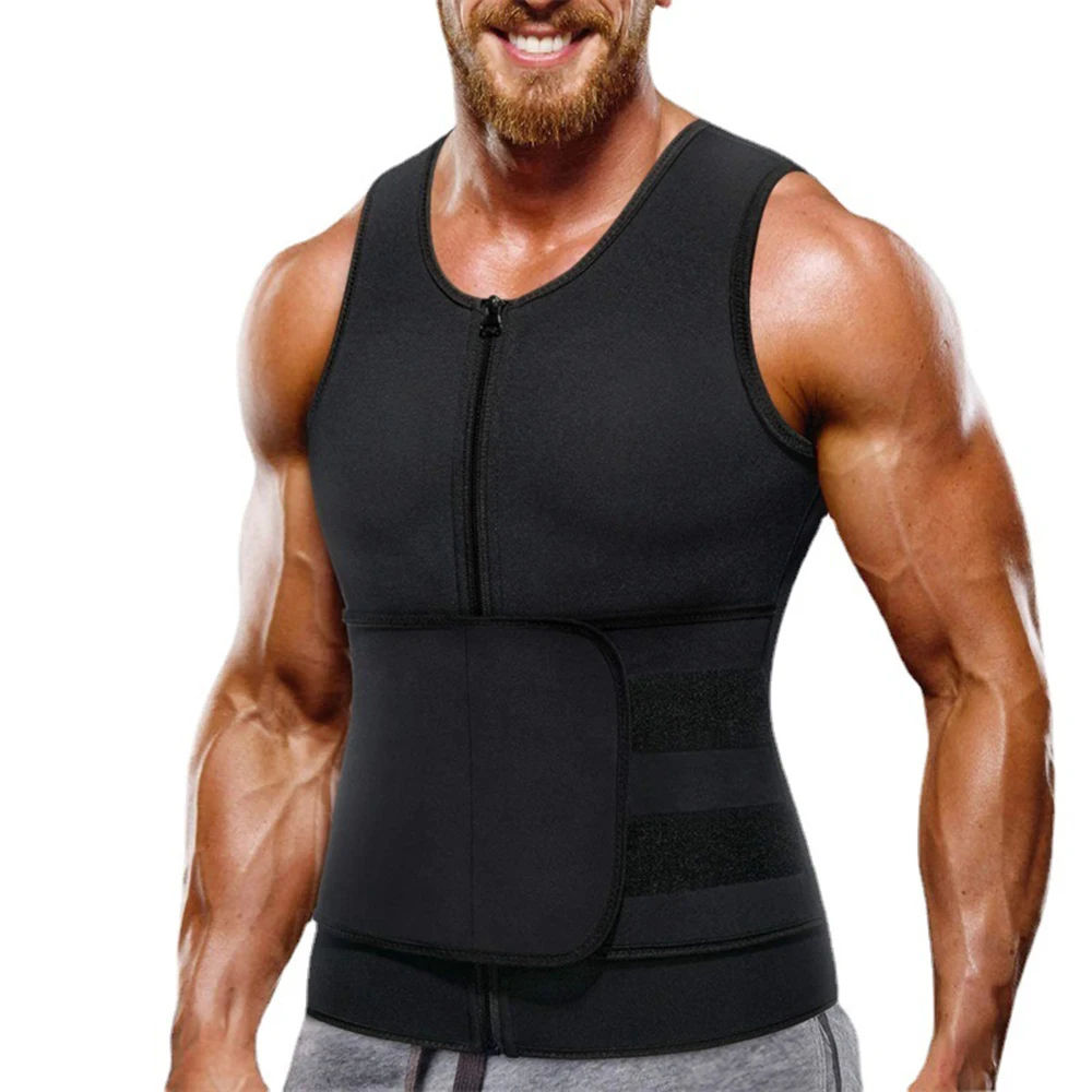 

Neoprene Sweat Vest for Men Waist Trainer Vest Adjustable Workout Body Shaper with Double Zipper for Sauna Suit for Men Para Hom