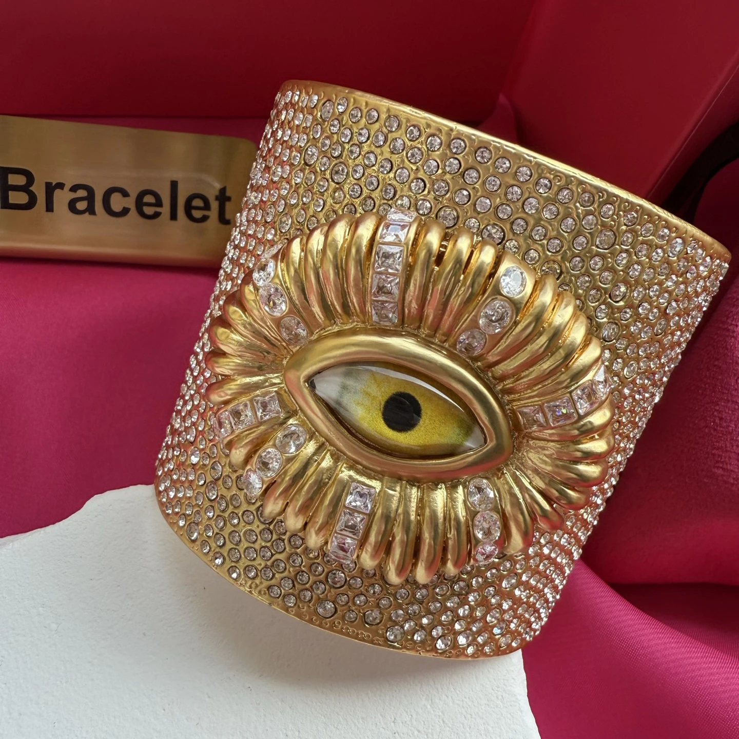 Europe Fashion Designer Full Diamond Eye Wide Luxury Bracelet Woman Top Quality Jewelry
