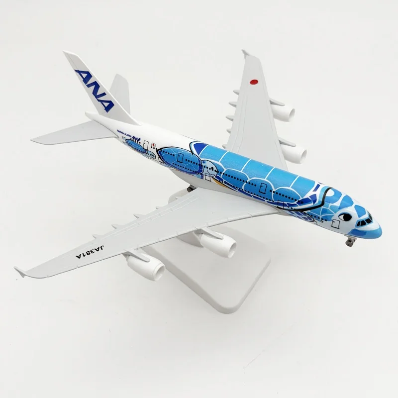 الهواء اليابان ANA 20 سنتيمتر A380 الأزرق البحر السلاحف الخطوط الجوية طائرة طائرة 1/400 نموذج مقياس مع الهبوط مصغرة طائرة العرض