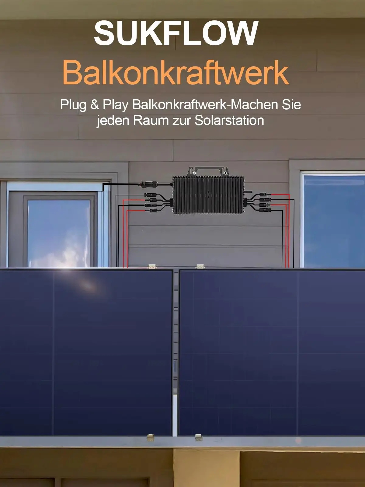 2250W Zero-Export Solarwechselrichter 230V Mikro-Netzgekoppelte Balkonkraftwerke mit Begrenzer-Sensor, Anti-Rückfluss & WLAN für Solaranlagen