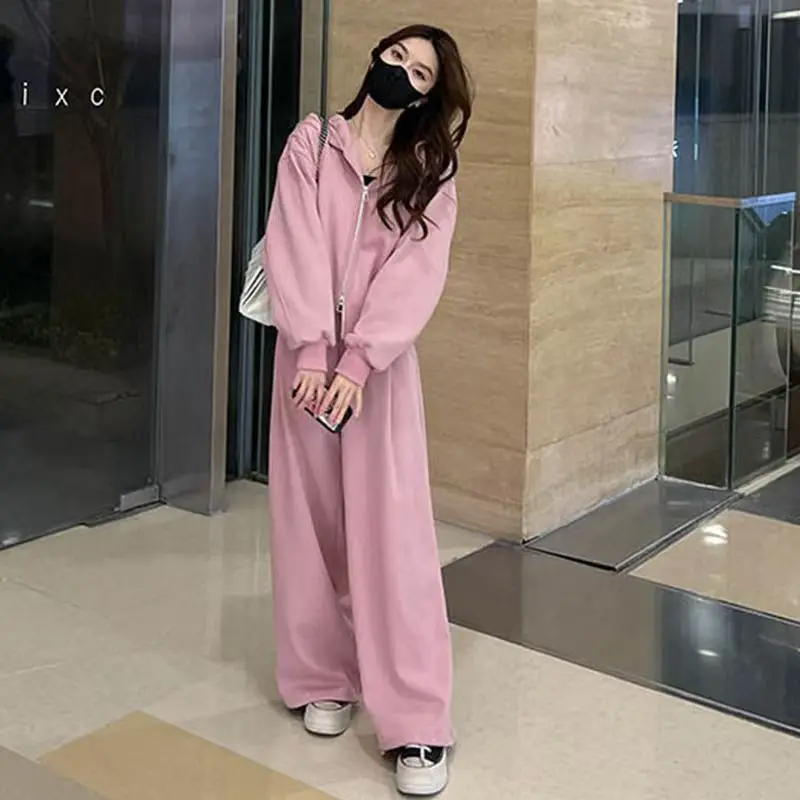 

Faionable Loose Women's Sportswear Set Casual Comfortable Korean Sle Sweatirt Autumn Collection plus Size Available