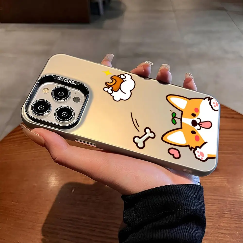 Funny Cute Dog Corgi Phone Case for iphone 16 15 14 13 11 12 Pro Max Xr X Xs 8 7 Plus Color Silver Cover image 5