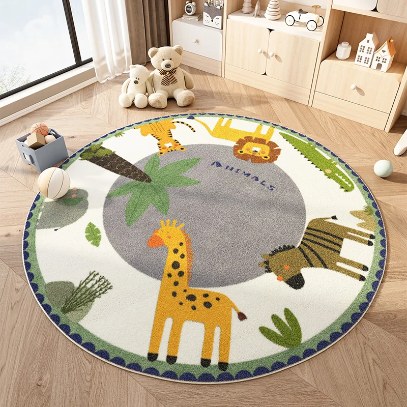 

Round Color Bedroom Carpet Simple Style Cloakroom Decorated Imitation Cashmere Carpet Animal Style Living Room Soft Carpet