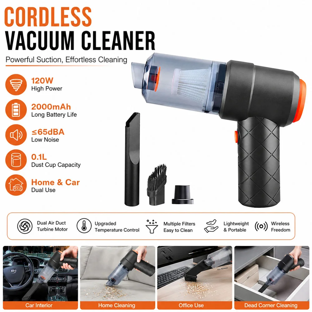 Car Mounted Vacuum Cleaner Vehicle Wireless Portable Handheld Automobile Mini Vacuum Cleaner Tools