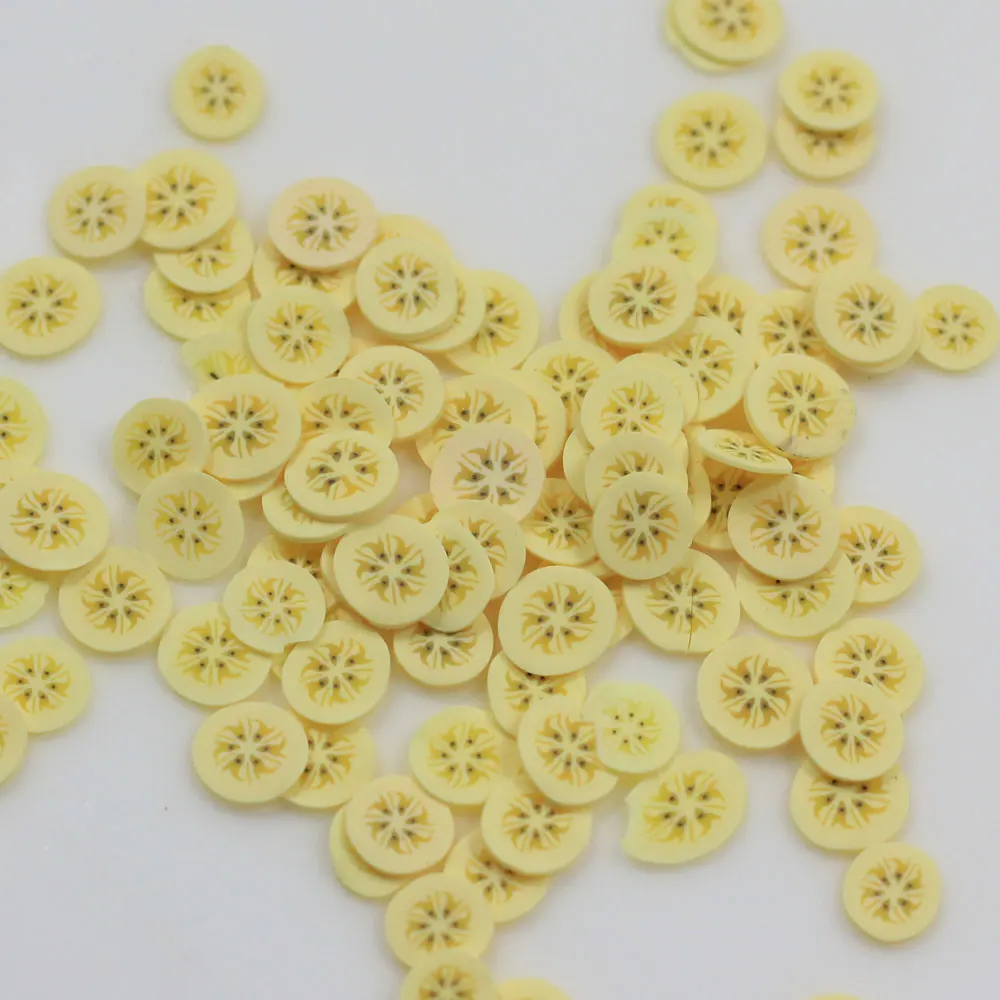 5mm Banana Slice Chips owoce glina polimerowa plastikowe Klei błoto cząstki na tworzenie kartek Tiny śliczne DIY rzemiosło