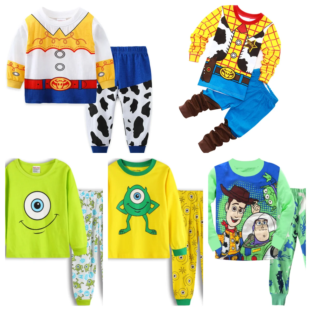 Hot Spring Autumn Long sleeved Kid\'s suit Bass Lightyear Woody Mr.Q Sleepwear clothing Pajama and pajama for Kid\'s gift