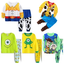 Hot Spring Autumn Long sleeved Kid's suit Bass Lightyear Woody Mr.Q Sleepwear clothing Pajama and pajama for Kid's gift