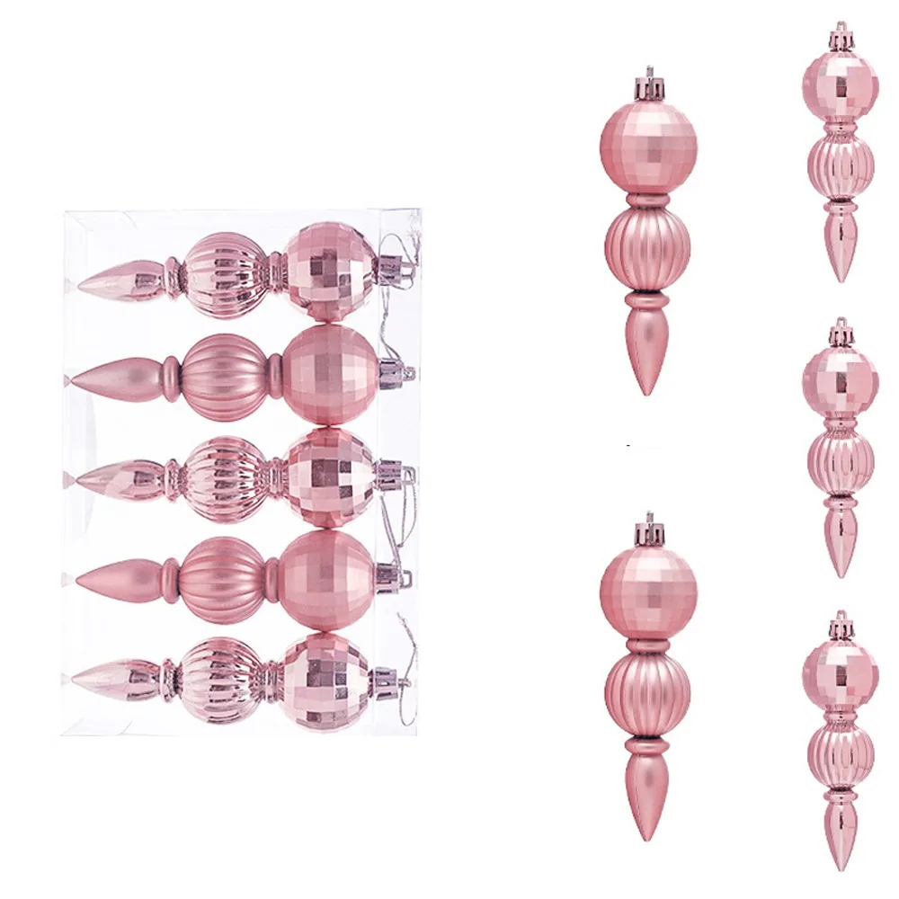 

Pink Christmas Balls Pendants Pinecone Pentagram Xmas Tree Hanging Ornaments Ice Cream Shatterproof Merry Christmas Decor