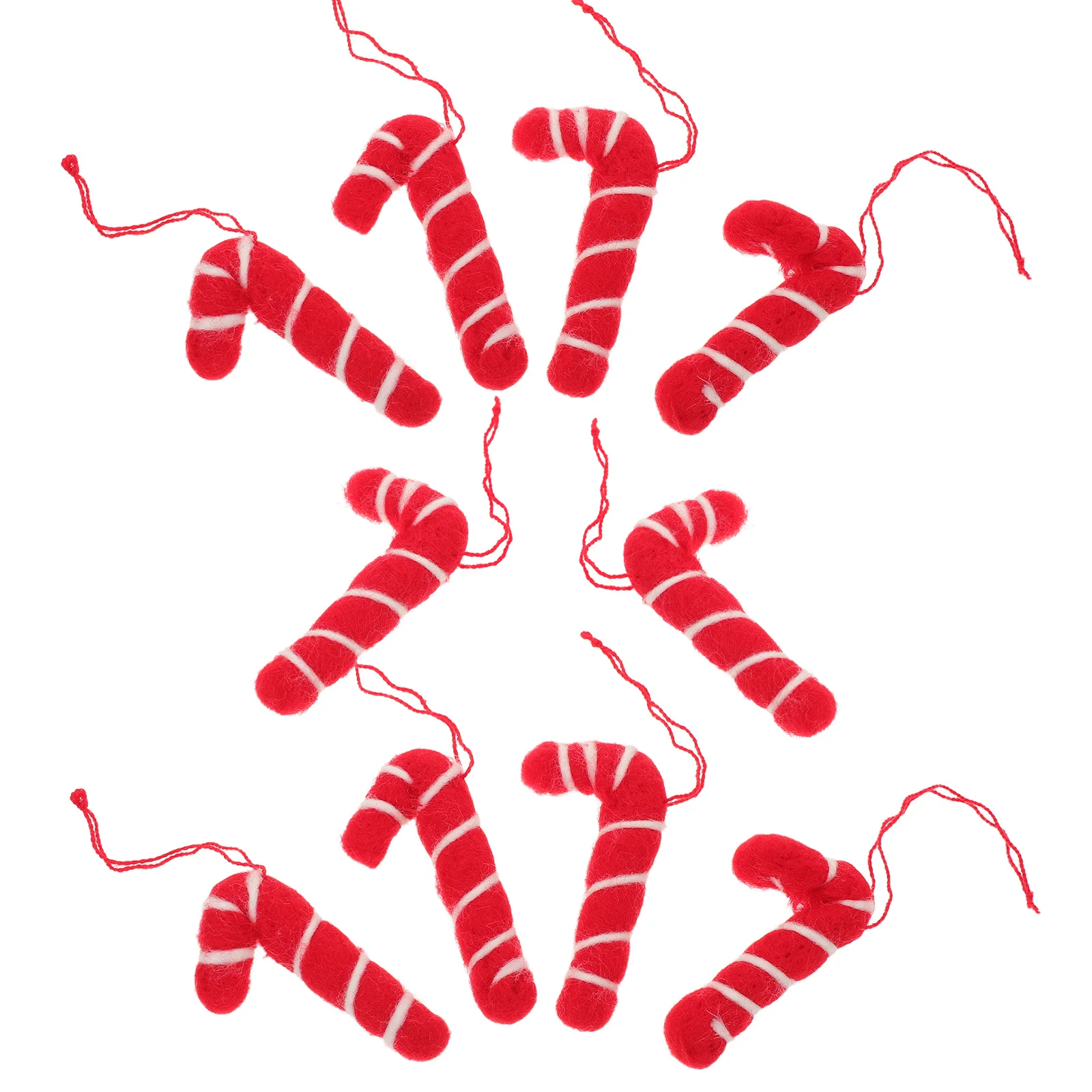 

10Pcs Wool Felt Candy Cane Ornaments Handmade Mini Striped Hanging Xmas Holiday Decorations Christmas Tree Felt Ornaments