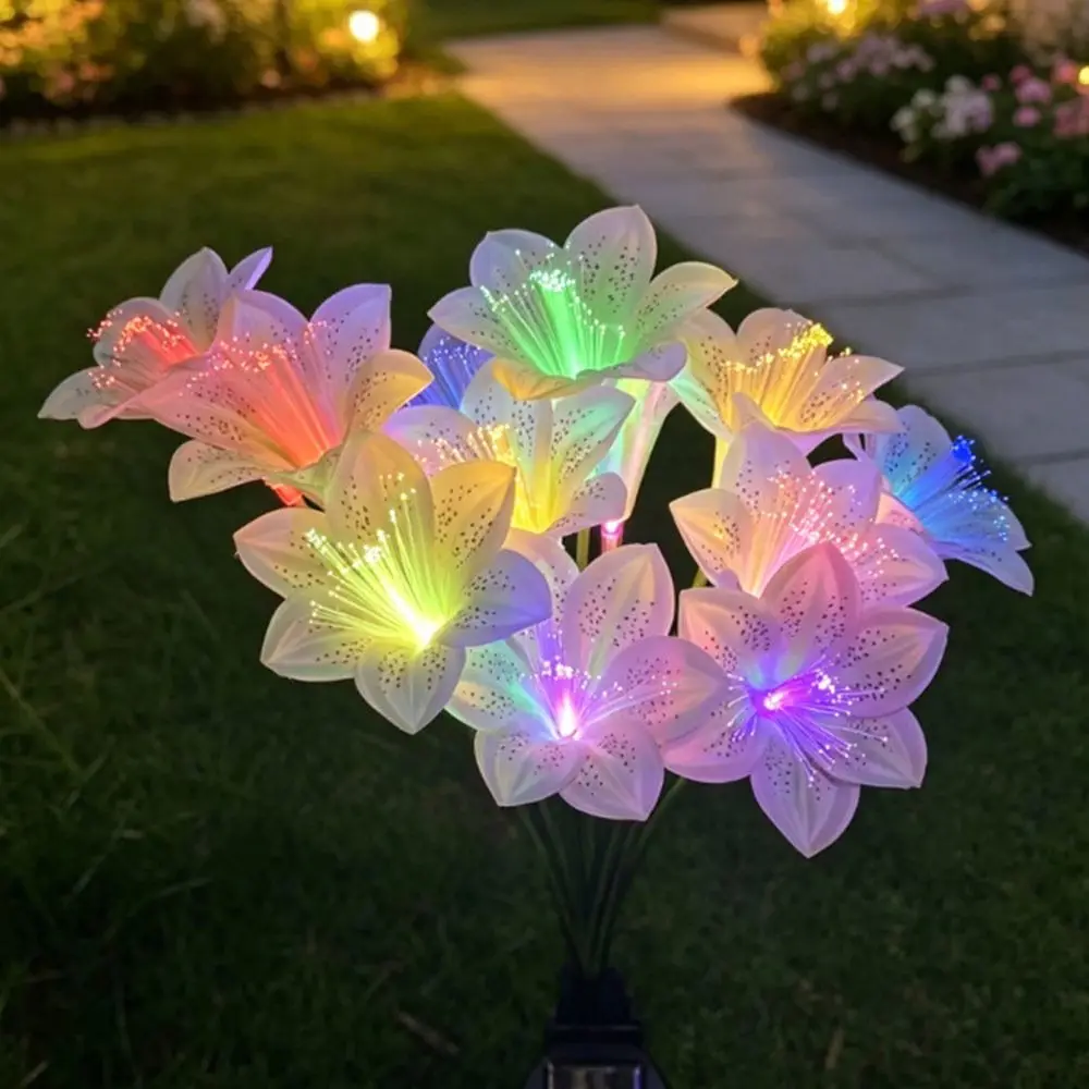Solar Powered Solar Garden Light LED Simulated Waterproof Flower Landscape Light Ballet Skirt Shape Rose Flower Design