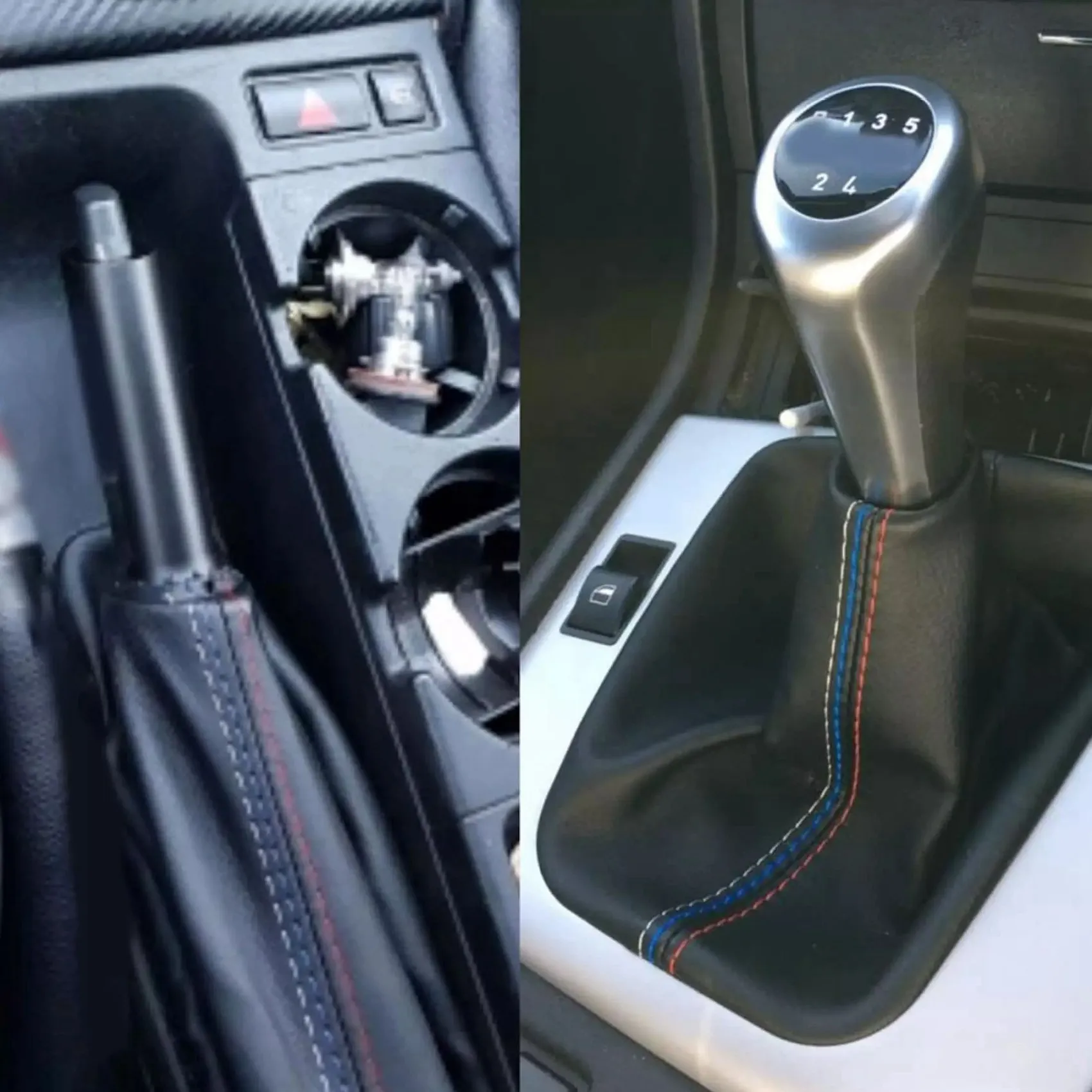 Car Gear Shift Collars Manual Handbrake Gaiter Boot Cover for BMW- 3 Series E36 E46 E30 E34 M3 Z3 Black Suede Leather