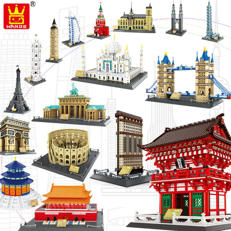 

WANGE City Building Classical Architecture Compatible Eiffel Tower taj Mahal Brick Blocks Toy