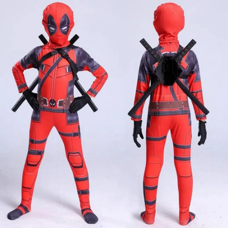 Superhero Deadpool DeadpoolMask Overall Halloween Erwachsene und Kinder Cosplay Partei Kostüm Schwert Tasche Overall