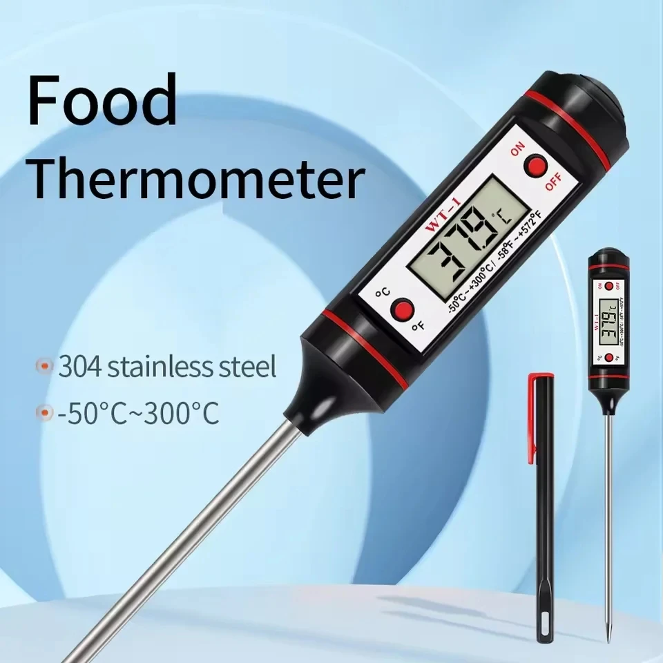 Digital Kitchen Thermometer BBQ Meat Water Oil Cooking Electronic Probe Food Oven Thermometer With Tube Measuring Thermometers