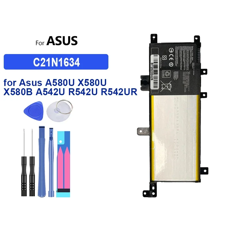 Battery 4840mAh C21N1634 for Asus A580U X580U X580B A542U R542U R542UR X542U V587U FL5900L FL8000U