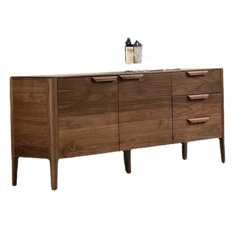 

Nordic all solid wood dining side cabinet side cabinet living room entrance cabinet integrated against the wall light luxury loc
