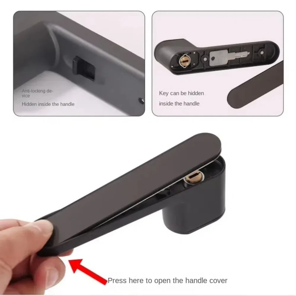 

Minimalist Magnetic Door Lock Zinc Alloy One-word Handle Silent Door Lock Keyhole Ecological Door Lock For Bedroom Study