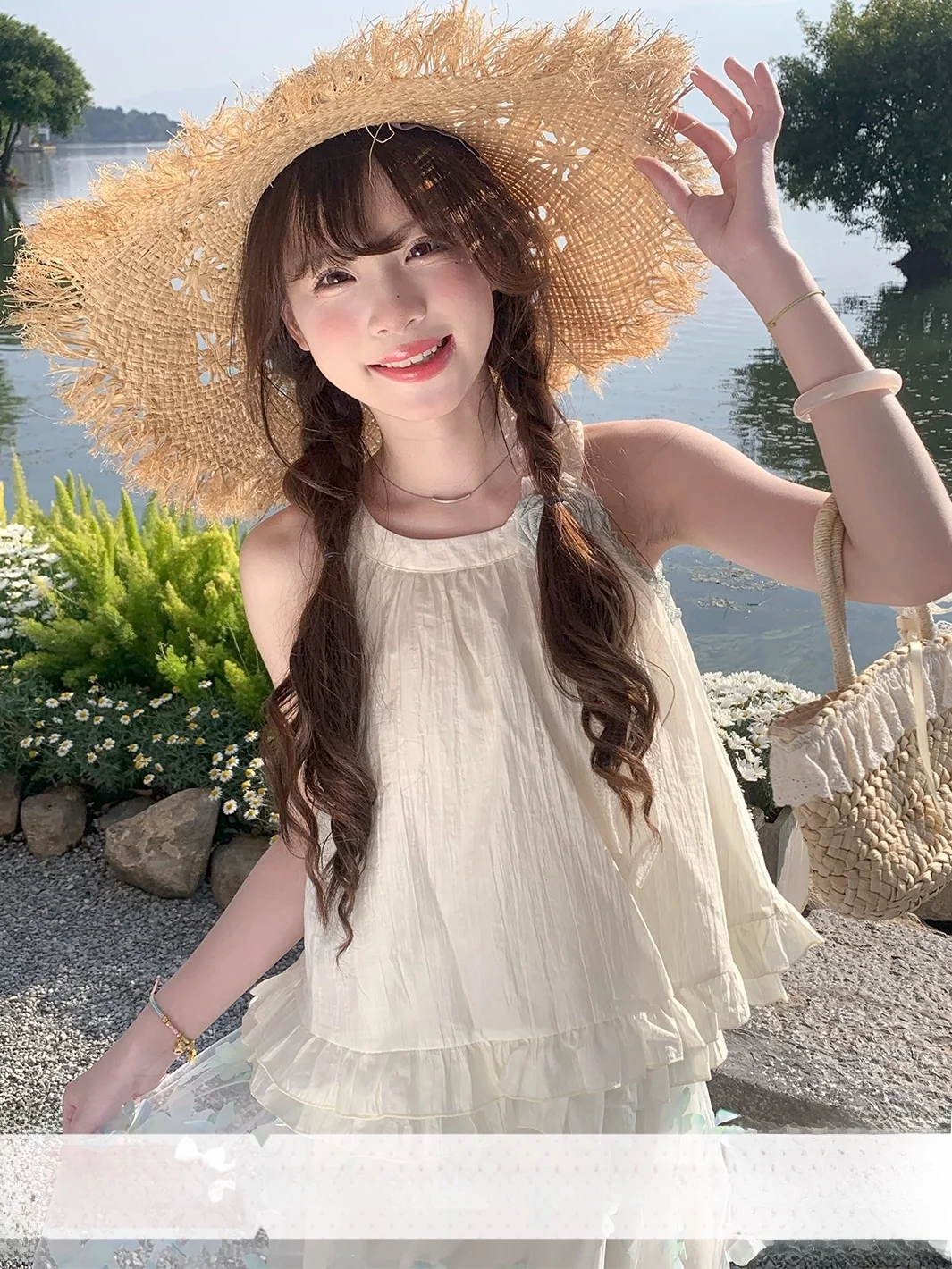 

Sinsingirl Summer Fairy T Vaion Sle 3D Rose Flower Nelace Top Net f Skirt Faionable Women's Set