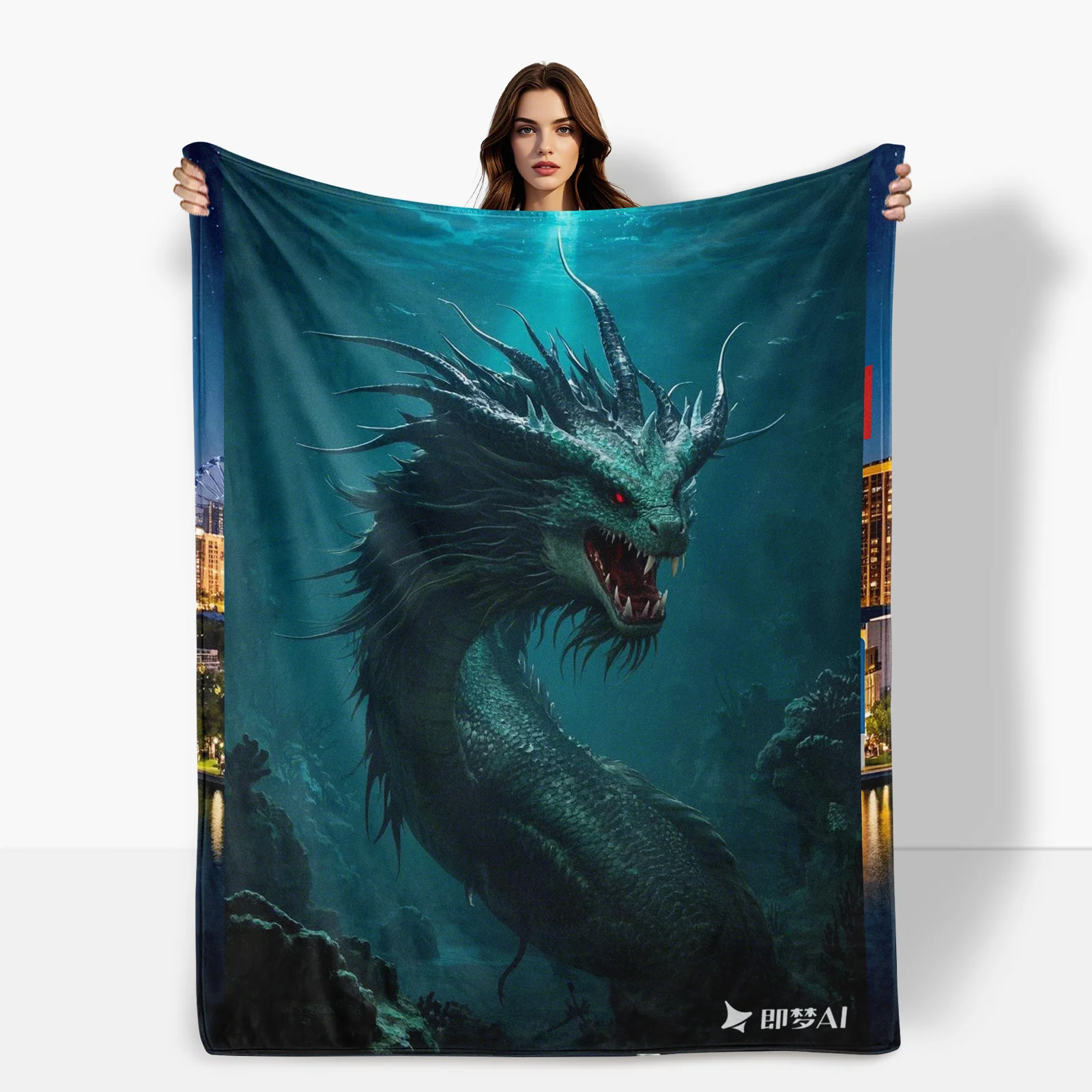 Thrilling Siren And Deep Sea Monster Themed Blanket With Dark Fantasy Design For Eerie And Unique Decor