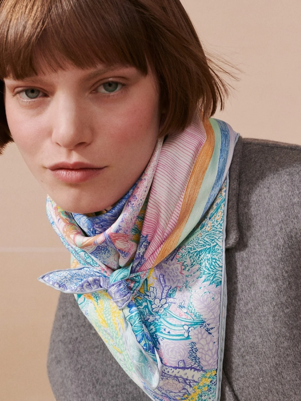 Pañuelo de Seda de Morera con Estampado a Doble Cara, Pañuelo Cuad Pesado de Sarga de 8 Momme para Mujer, Accesorio de M...