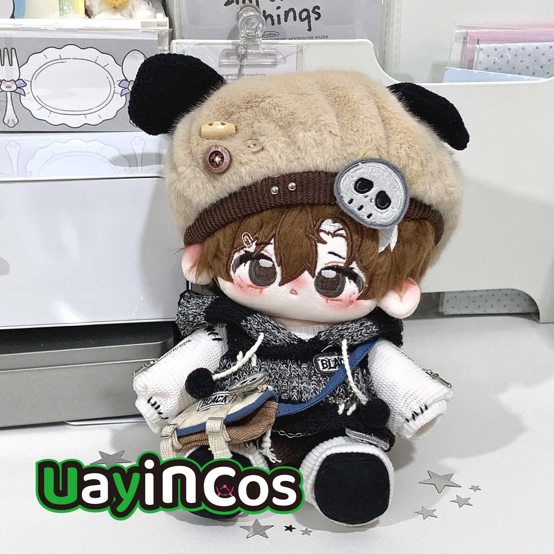 20cm Doll Clothes Retro Autumn Winter Hooded Vest Pants Socks Hat Suit Stuffed Plushies Plush Doll Accessories Anime Toy For Ki