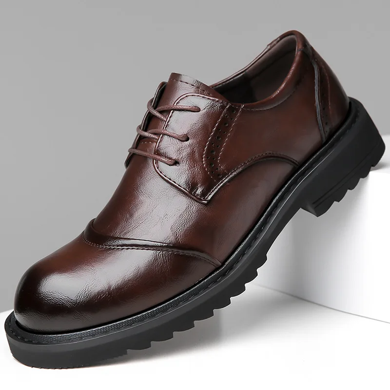 Brand Mens Formal Shoes Genuine Leather Coiffeur Brown Dress Designer Shoes Men Office Elegant Shoes Men Classic Sapato Oxford