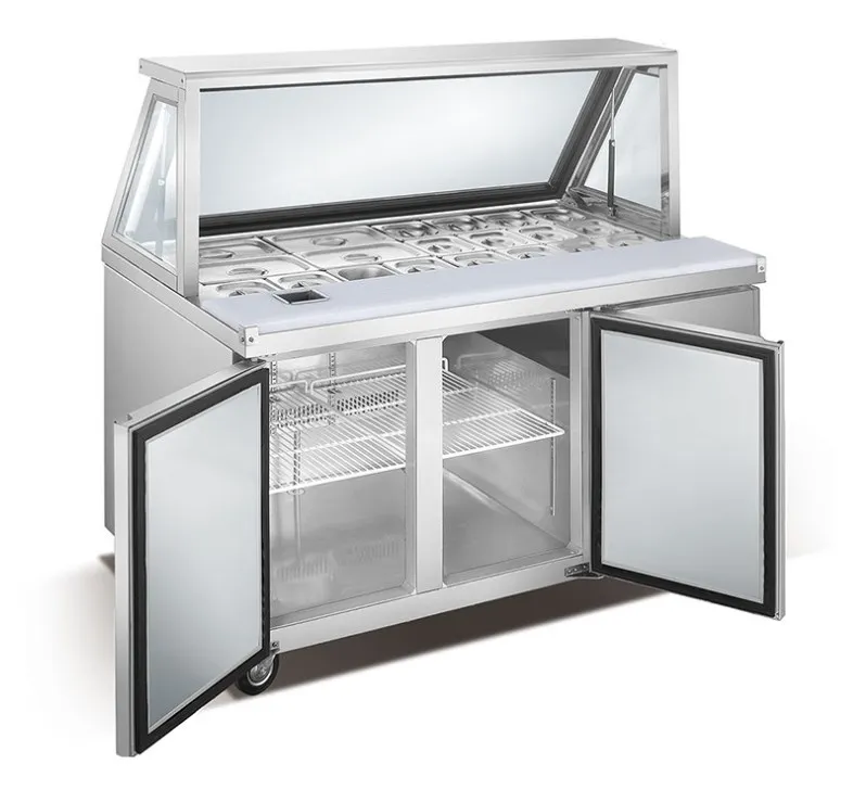 

Stainless Steel Commercial Salad Bar Buffet Refrigerator Sandwich Prep Table Counter Chiller