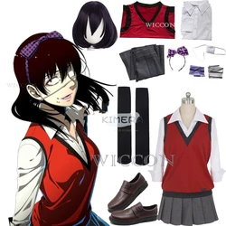 Anime Kakegurui Compulsive Gambler Midari Ikishima Cosplay Costume Japanese School Uniform Vest skirt Women JK Uniform wig