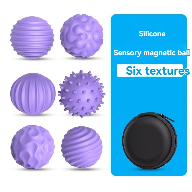 Jouets Fidget à 6 textures, balles anti-Stress magnétiques pour adultes, jouet sensoriel anti-Stress en Silicone, jouet pour les doigts pour la décoration du bureau