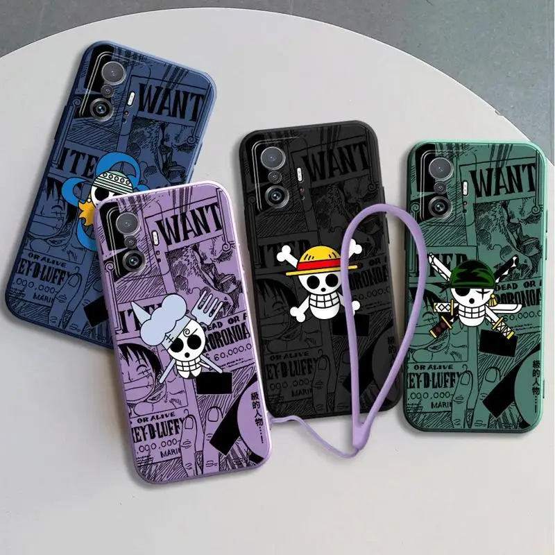 One P-Pie-ces Anime Phone Case for Xiaomi Mi 12T 11 Lite 10T 13T 12 Lite 10 Lite 11T Pro Silicone With Lanyard Funda