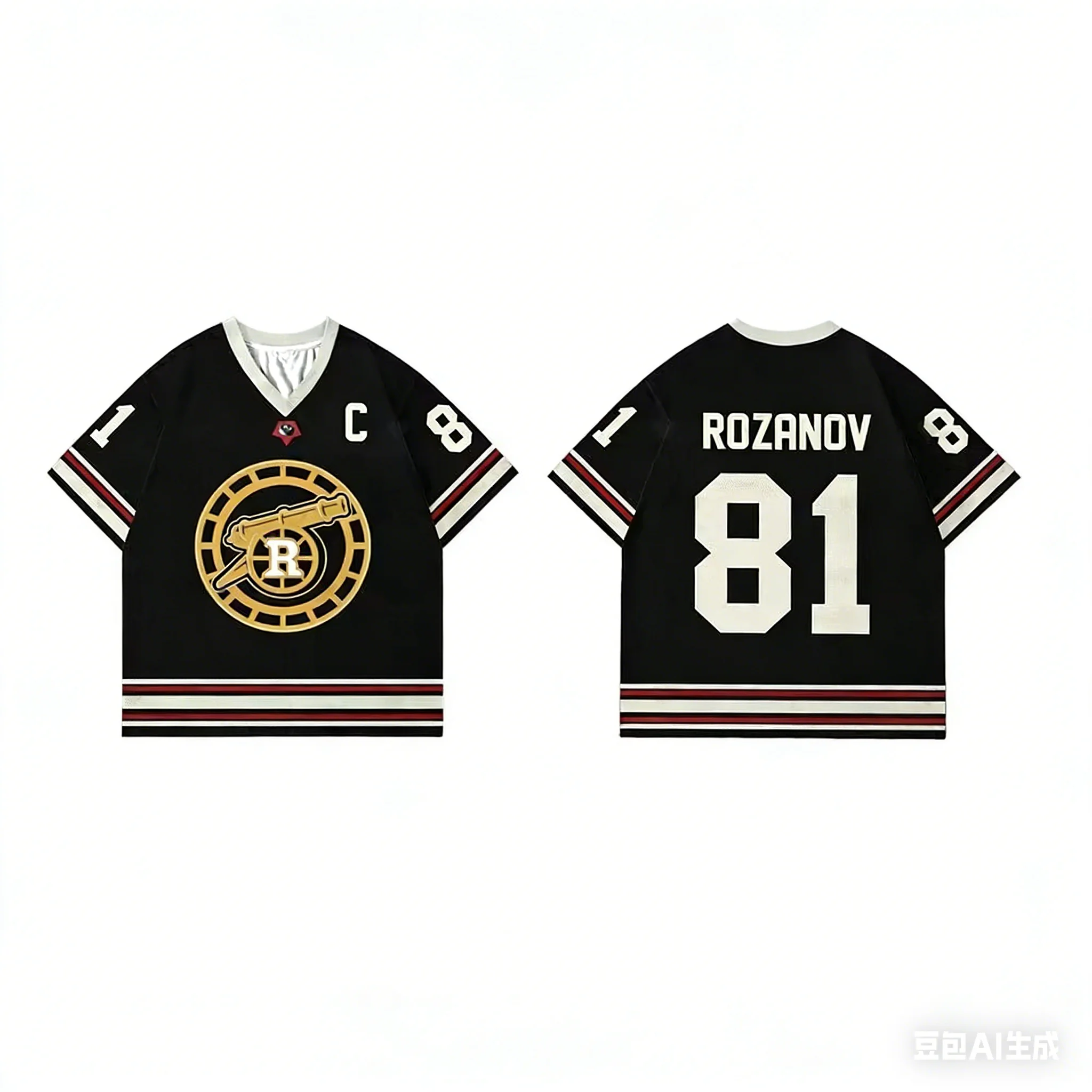 Beheiztes Rivalry Hockey Fan Style T-Shirt mit kurzen/langen Ärmeln für Herren und Damen mit Rozanov 81 Hollander 24, Sweatshirts für Erwachsene/Kinder, Oberteil – Detail 14