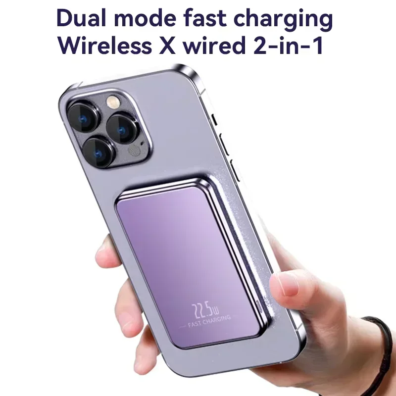 พาวเวอร์แบงค์ Xiaomi Magnetic ความจุขนาดใหญ่ 50000mAh รองรับ Magsafe ชาร์จไร้สายเร็ว 120W แบตเตอรี่พกพาสำหรับ iPhone Samsung Xiaomi