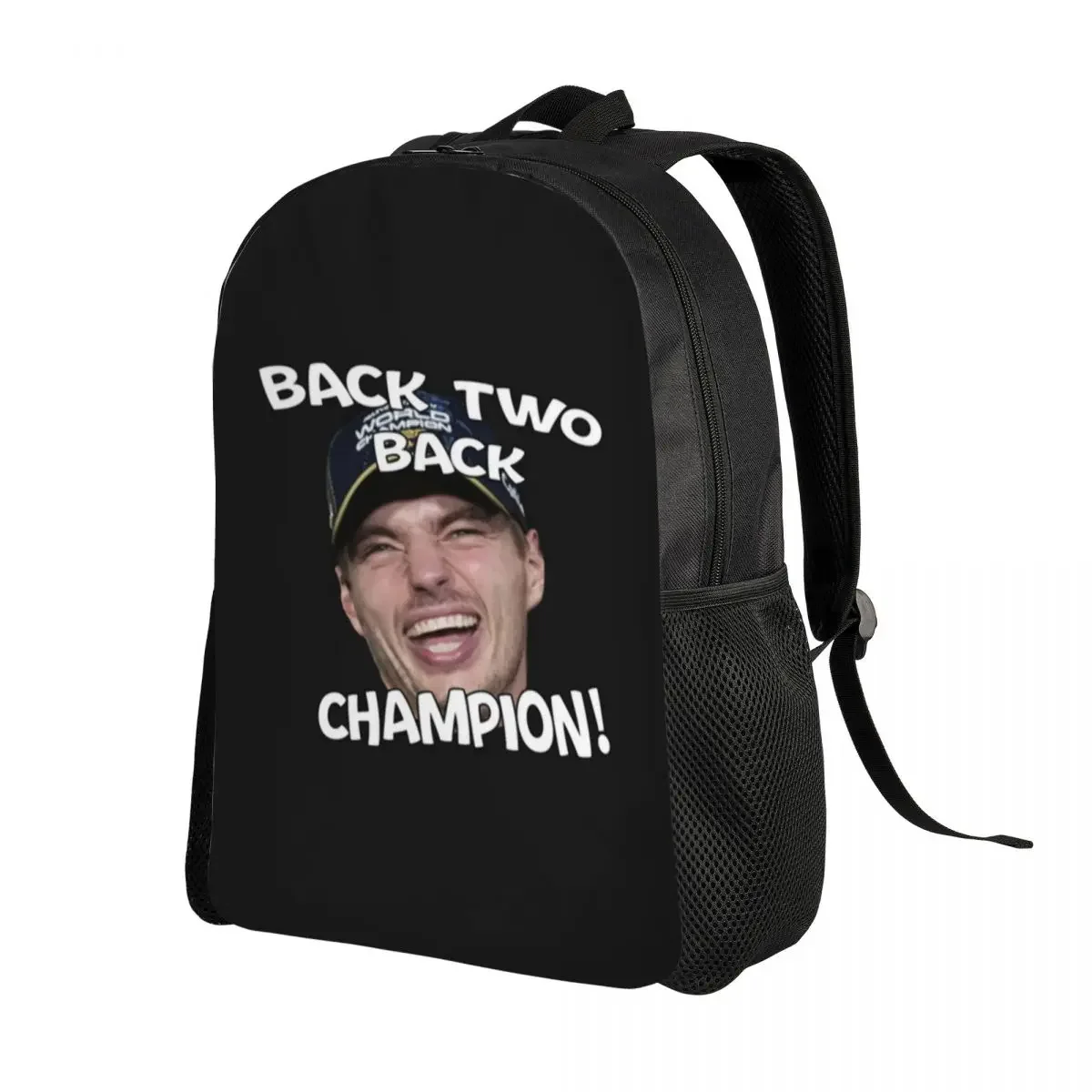 Custom Back 2 Back Max Racing Car Driver Backpacks for Women Men School College Student Bookbag Fits 15 Inch Laptop Bags