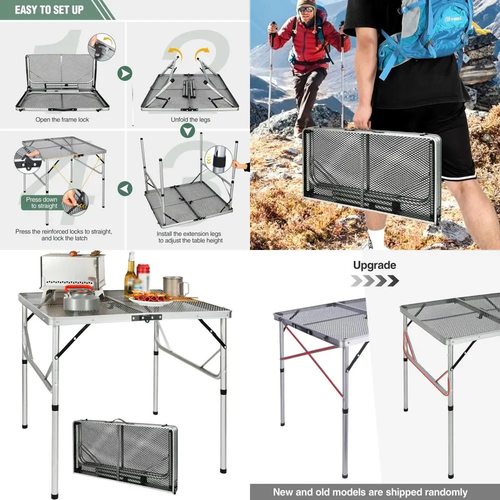 

Портативная металлическая подставка для гриля - легкая, регулируемая по высоте, серебристая, 32x32, для кемпинга, пикника, барбекю, автодомов