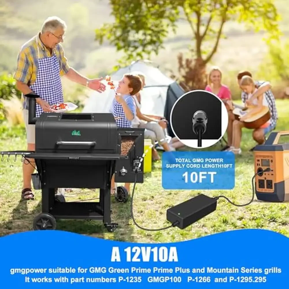 Green Mountain Grills Davy Crockett P-1235 GMGP100 P-1266 12V 10A Power Supply Adapter Plug Fast Charging WiFi Compatible